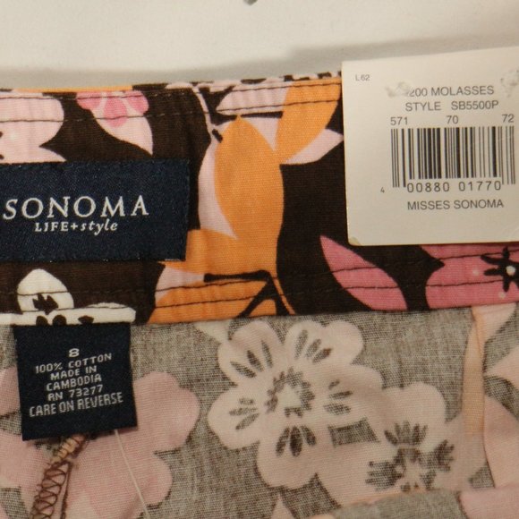 SONOMA Misses Multicolor Floral Skort Skirt Short Sz 8 US - Picture 5 of 10